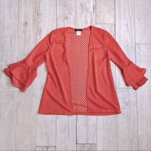 Slinky Brand | Open Knit Coral Trumpet Sleeve Coverup